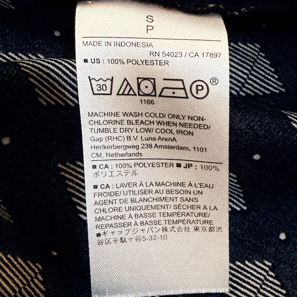 Banana Republic Volume Sleeve Geometric-Print Long-Sleeve Blouse Midnight Blue - Picture 7 of 10